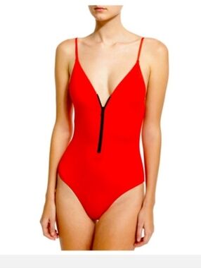 Onia Red Zip-Front One-Piece Swimsuit - Women Swim